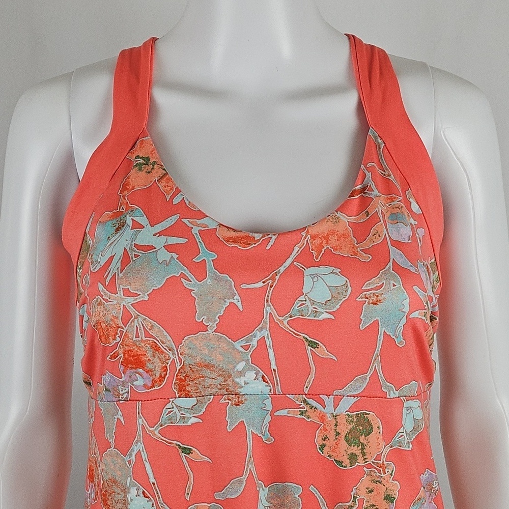 Patagonia Morning Glory Jersey Knit Coral Floral Print Crossback A Line Dress - Picture 4 of 16